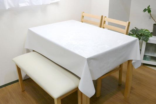 テーブルクロス ダマスク ホワイト (幅 約120cm×長さ10cm単位カット商品)