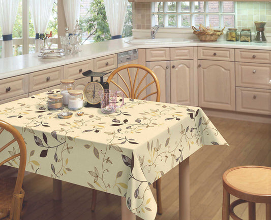 テーブルクロス リーフ ベージュ (幅 約135cm×長さ10cm単位カット商品)