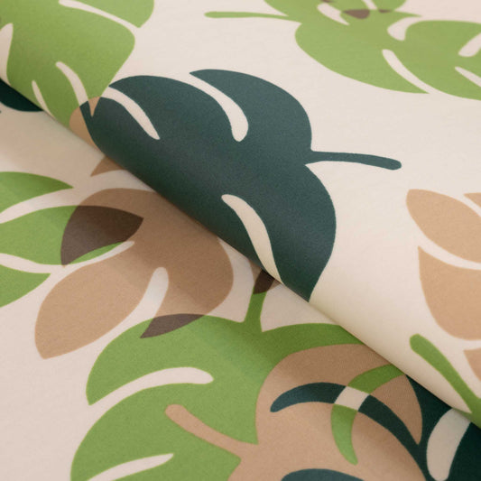 テーブルクロス モンステラ ライトグリーン (幅 約135cm×長さ10cm単位カット商品)