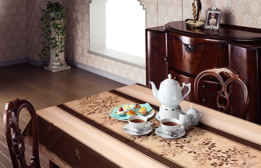 テーブルクロス MGPL-121 ライトブラウン (幅 約135cm×長さ10cm単位カット商品)