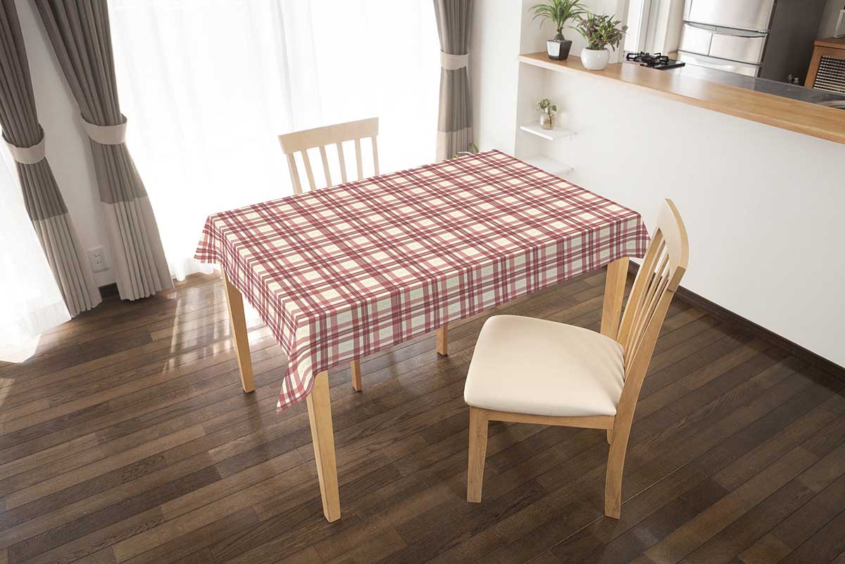 テーブルクロス チェック ローズ (幅 約130cm×長さ10cm単位カット商品)