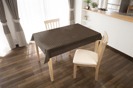 テーブルクロス サテン調チェック ブラウン (幅 約130cm×長さ10cm単位カット商品)