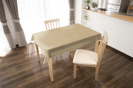テーブルクロス サテン調チェック ベージュ (幅 約130cm×長さ10cm単位カット商品)