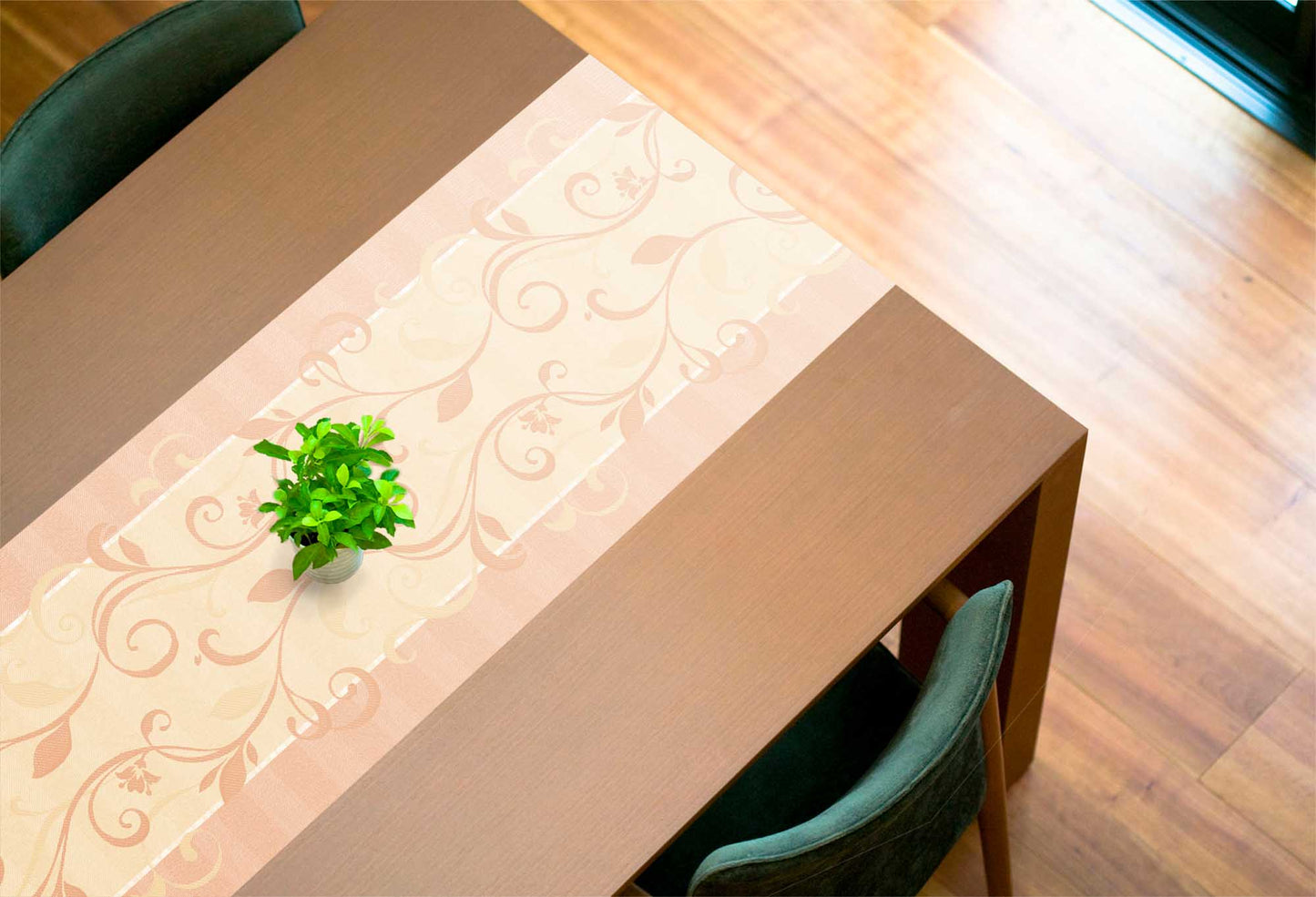 テーブルランナー クラシックリーフ ピンク (幅 約40cm×長さ10cm単位カット商品)