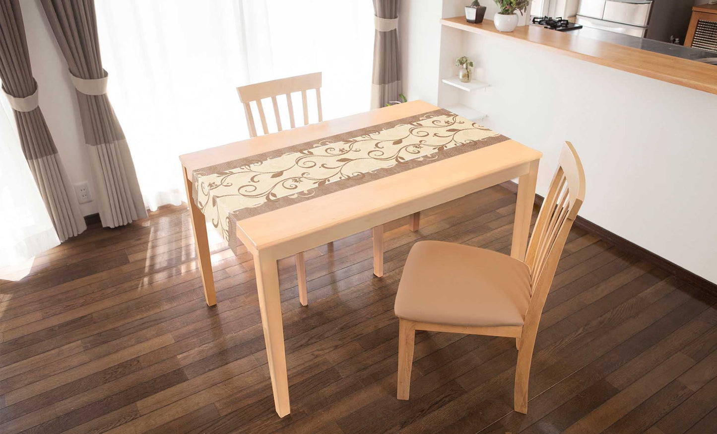 テーブルランナー クラシックリーフ ブラウン (幅 約40cm×長さ10cm単位カット商品)