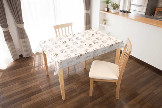 テーブルクロス ネコ 白黒 (幅 約120cm×長さ10cm単位カット商品)