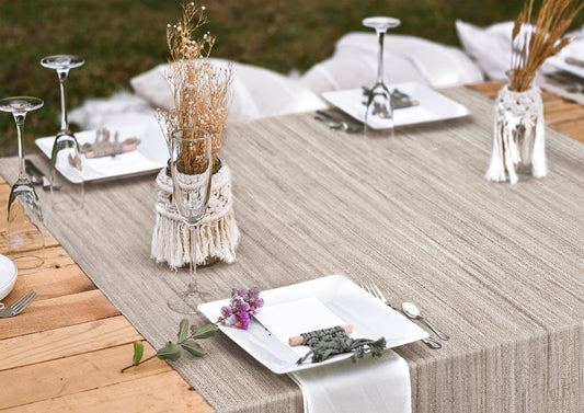 テーブルランナー ティアウィーブ グレーベージュ (幅 約60cm×長さ10cm単位カット商品)