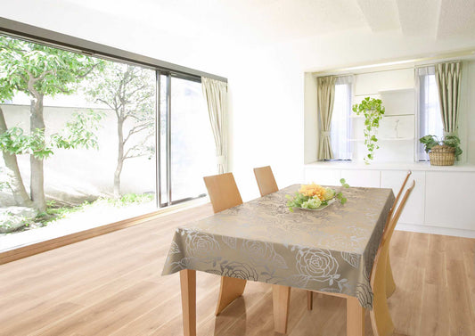 テーブルクロス バラ ブラウン (幅 約135cm×長さ10cm単位カット商品)