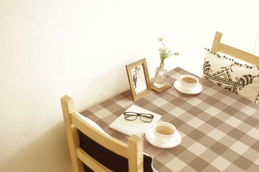 テーブルクロス ツートンチェック ブラウン (幅 約120cm×長さ10cm単位カット商品)