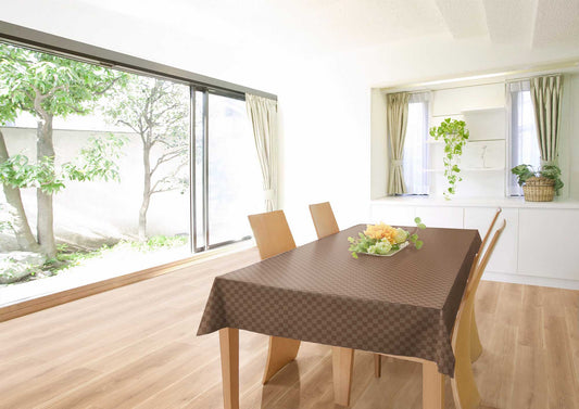 テーブルクロス チェッカー ブラウン (幅 約120cm×長さ10cm単位カット商品)