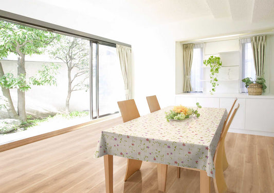 テーブルクロス フローラルチェック ピンク (幅 約130cm×長さ10cm単位カット商品)