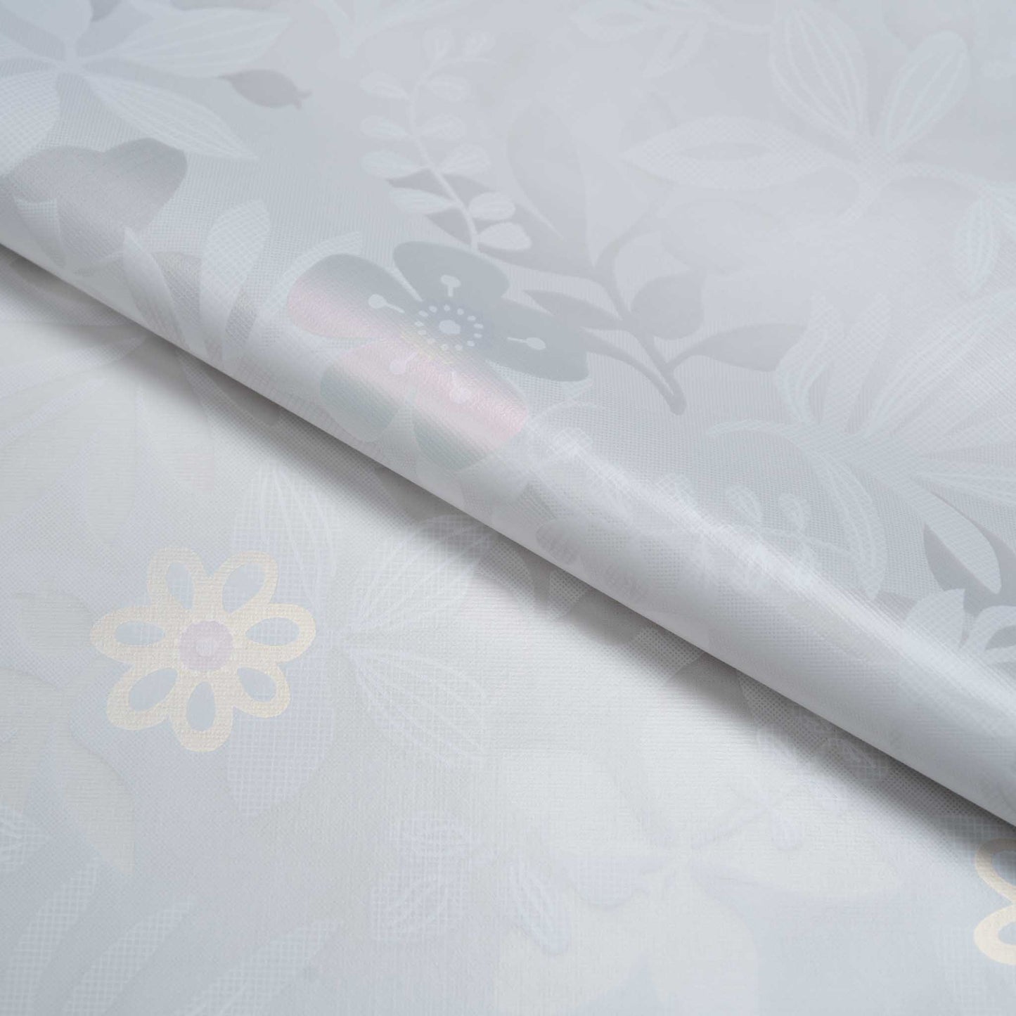 テーブルクロス リーフ小花 ホワイト (幅 約130cm×長さ10cm単位カット商品)
