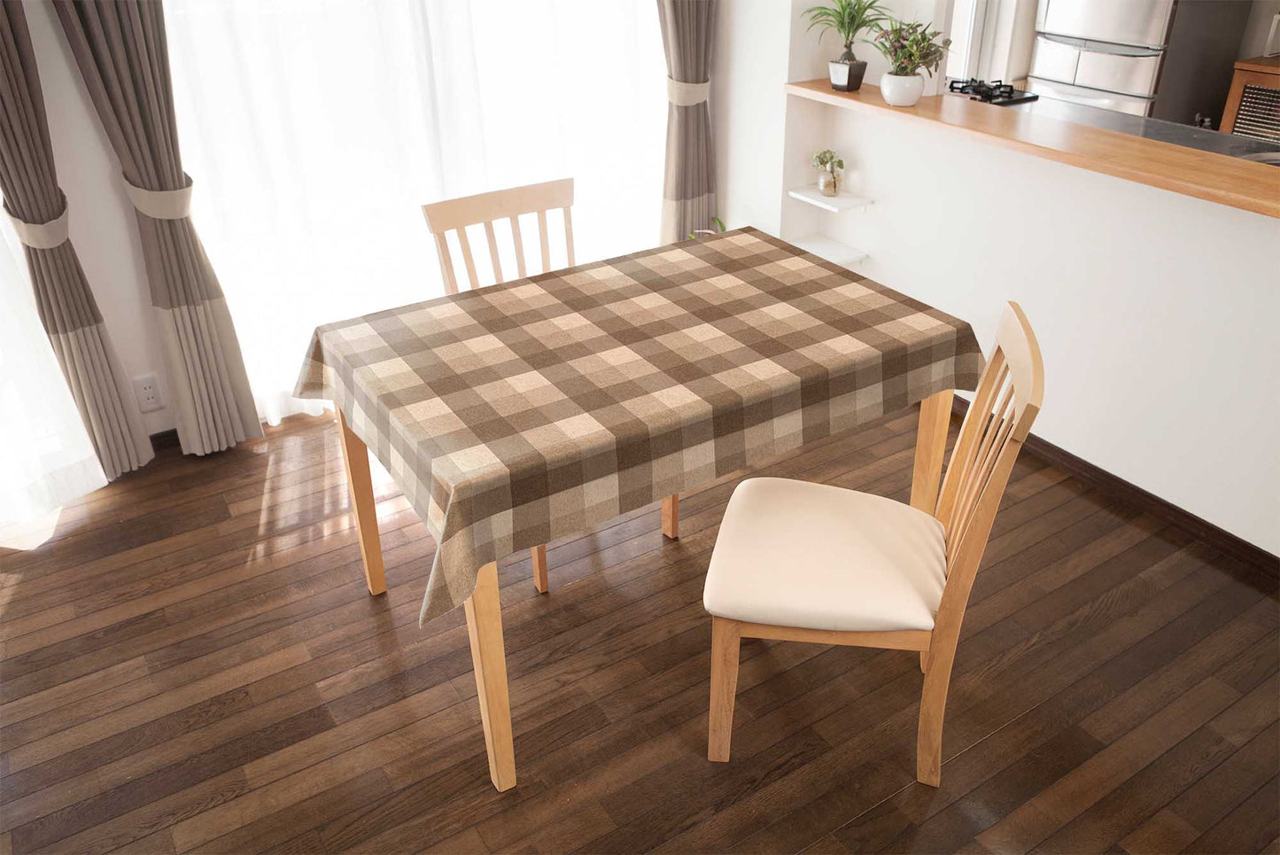 テーブルクロス チェック ベージュ (幅 約130cm×長さ10cm単位カット商品)