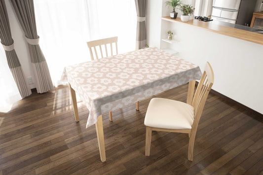 テーブルクロス 北欧テイスト フラワーパターン ベージュ (幅 約120cm×長さ10cm単位カット商品)