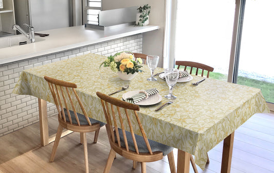 テーブルクロス フラワレットリーフ イエロー (幅 約120cm×長さ10cm単位カット商品)