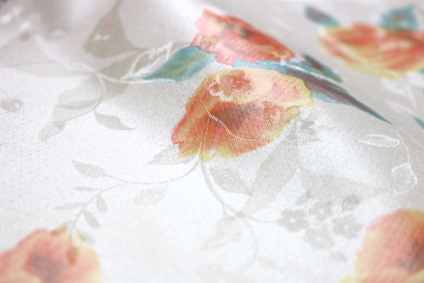 テーブルクロス ローズ オレンジ (幅 約130cm×長さ10cm単位カット商品)
