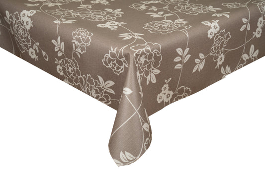 テーブルクロス 牡丹 グレー (幅 約135cm×長さ10cm単位カット商品)