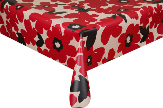 テーブルクロス アメリ フラワーモチーフ レッド(幅 約135cm×長さ10cm単位カット商品)