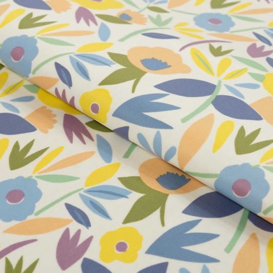 テーブルクロス ミニリタ フラワーモチーフ イエローミックス(幅 約135cm×長さ10cm単位カット商品)