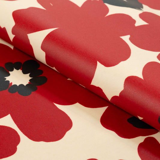 テーブルクロス アメリ フラワーモチーフ レッド(幅 約135cm×長さ10cm単位カット商品)