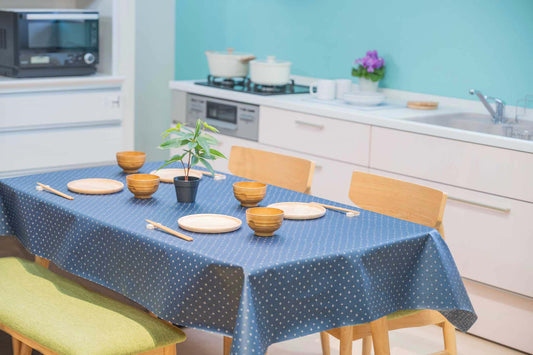 テーブルクロス 和柄 AR-821H ダークブルー (幅 約135cm×長さ10cm単位カット商品)