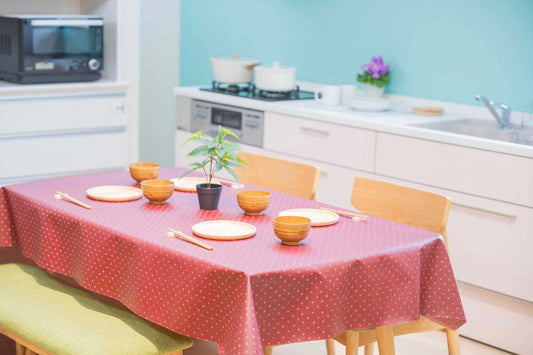 テーブルクロス 和柄 AR-821C レッド (幅 約135cm×長さ10cm単位カット商品)