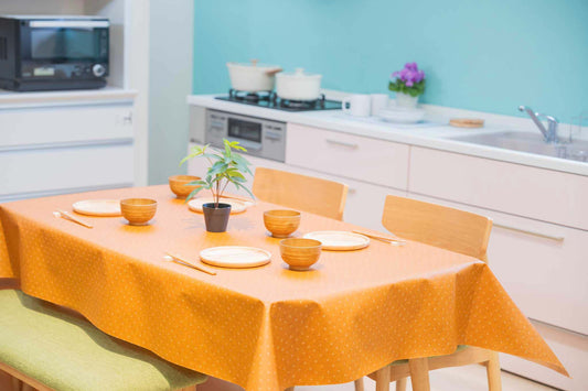 テーブルクロス 和柄 AR-821D イエロー (幅 約135cm×長さ10cm単位カット商品)