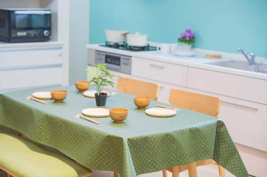 テーブルクロス 和柄 AR-821F グリーン (幅 約135cm×長さ10cm単位カット商品)