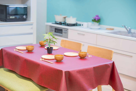 テーブルクロス 和柄 AR-NA06 レッド (幅 約135cm×長さ10cm単位カット商品)