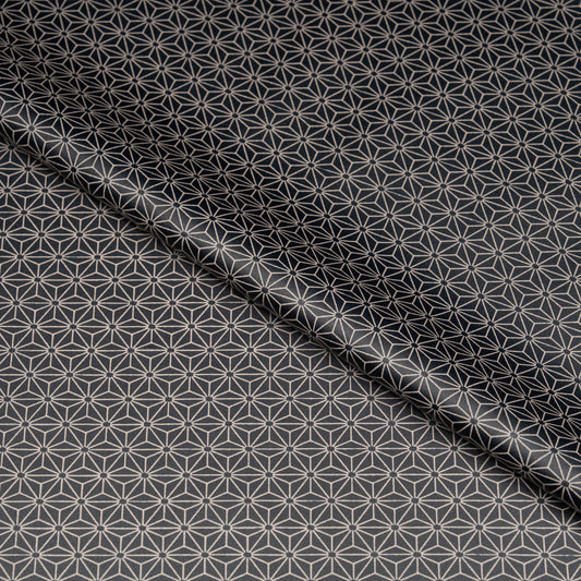 テーブルクロス 和柄 麻の葉模様 ブラック系 (幅 約105cm×長さ10cm単位カット商品)