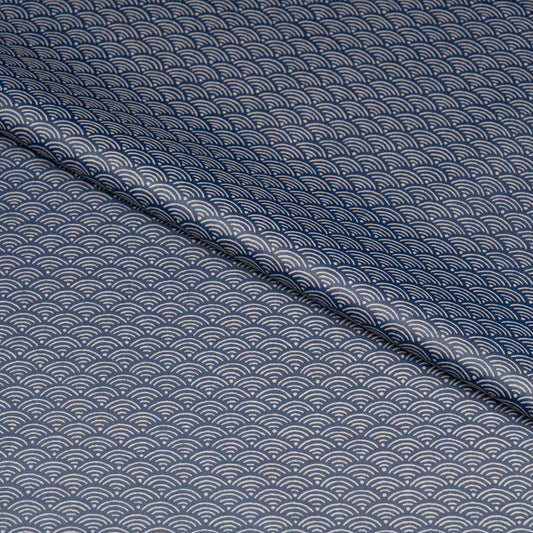 テーブルクロス 和柄 青海波 ネイビー系(幅 約105cm×長さ10cm単位カット商品)
